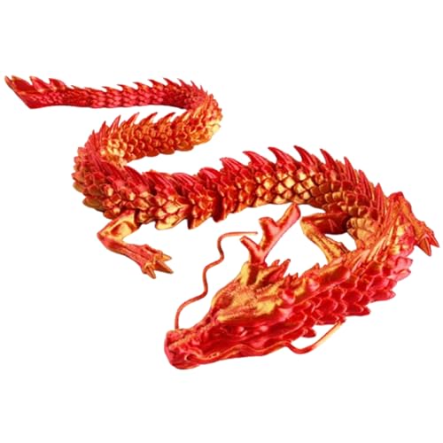 KYEQATY 3D -Gedruckter Drache 12 Zoll Flexibler artikulierter Drache potenable Kristall Drachen Stress Relief Drachenspielzeug für Kinder Autodekoration rot von KYEQATY