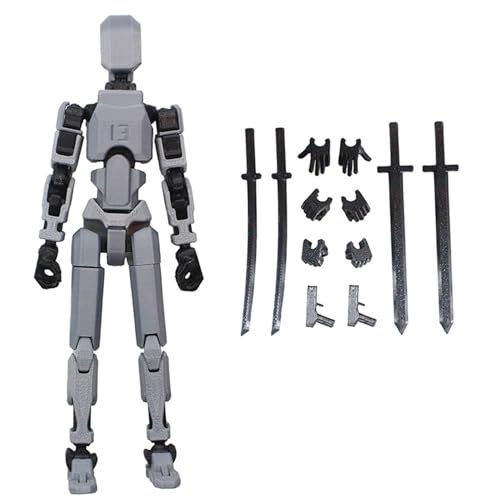 KYEQATY Aktionsfiguren mit Armen Mechanische Aktion Figure Modell DIY Poable Figur Dekorative Aktion Figure Körper für Tischplattenanzeige grau-schwarz von KYEQATY