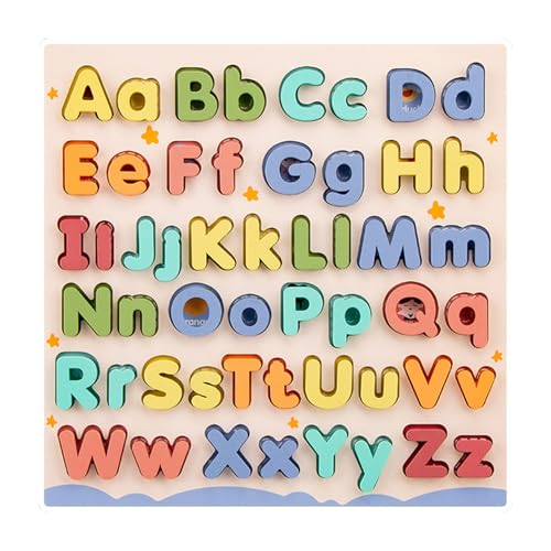 KYEQATY Alphabet -Puzzle Kleinkind -Lernspielzeug Holz Alphabet Briefe Board 26pcs Kapital und Kleinbuchstaben Alphabet Buchstaben Blocks Blockier von KYEQATY