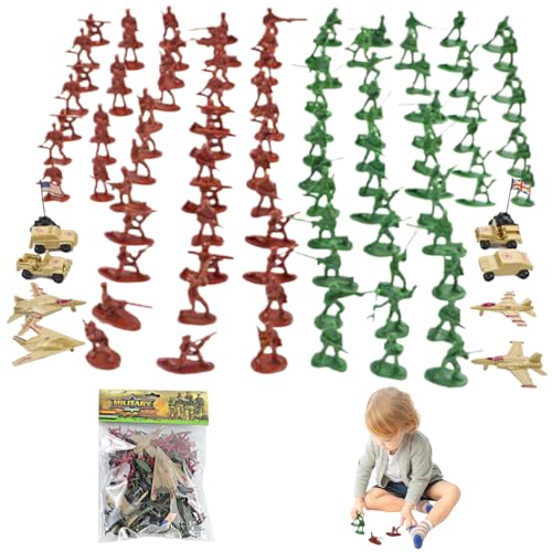 KYEQATY Armee -Spielzeug für Jungen, 110pcs Plastikspielzeugsoldaten Armee -Spielzeug mit Flugzeugen, Armeeauto, ＆ Kleine Soldaten, tragbare Armee -Figuren Kinderspielzeug Spielzeug von KYEQATY