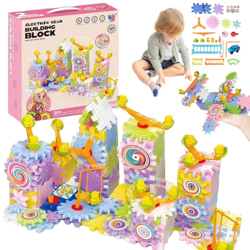 KYEQATY Electric Gear Building Block Toys Lustige DIY -Ausrüstung Set Spielzeug Bildungsgetriebe Spielzeugbatterie Betrieb für Kinder Jungen Mädchen Interaktive Spielgeschenke Spielen Geschenke von KYEQATY