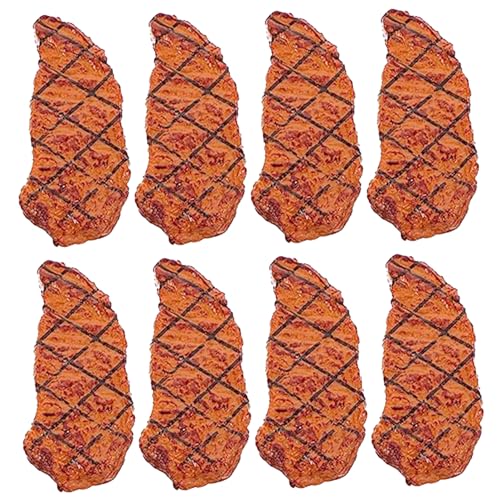 KYEQATY Gefälschtes Fleisch 8pcs lebensexiMuliertes Mesh gefälschtes Steak gekochtes Roastbe Beef Faux Food Mini Kinder Spielen Essen für Küchenspielzeug, Fotografie -Requisiten, Display Kids Toy von KYEQATY