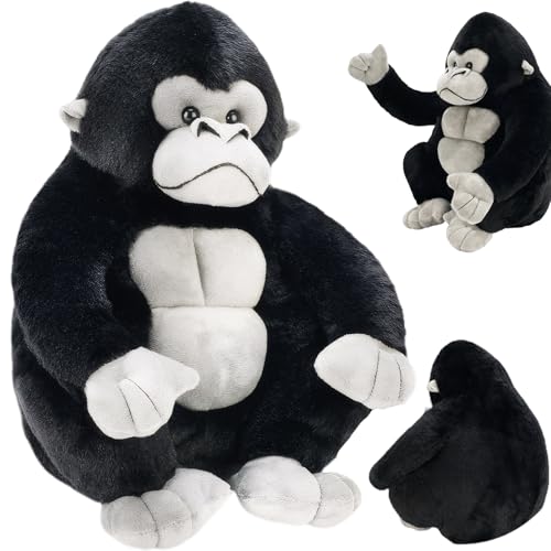 KYEQATY Gorilla gefüllt Tier Weihnachtsfest Gorilla Tag Plüsch PP Baumwolle gefülltes Gorilla Spielzeug Süßes dekoratives Zuhause Gorilla Plüsch Geschenke für Jungen Mädchen Heiligabend Schwarz von KYEQATY