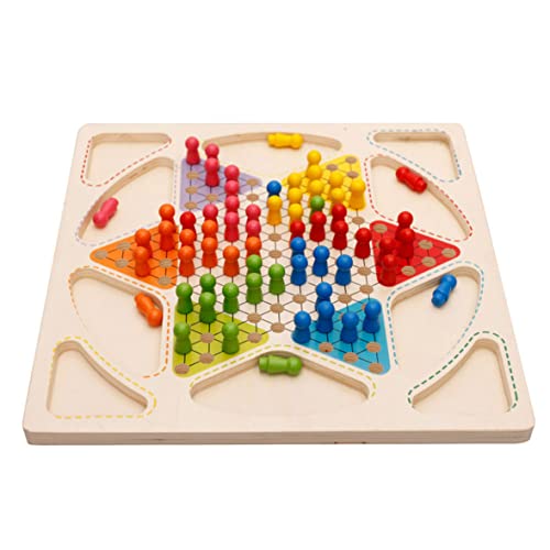 KYEQATY Hölzerne chinesische Checkers 2 in 1 Brettspiel Chinese Checkers Family Brettspiele für Kinder und Erwachsene Geschenk für Weihnachten von KYEQATY