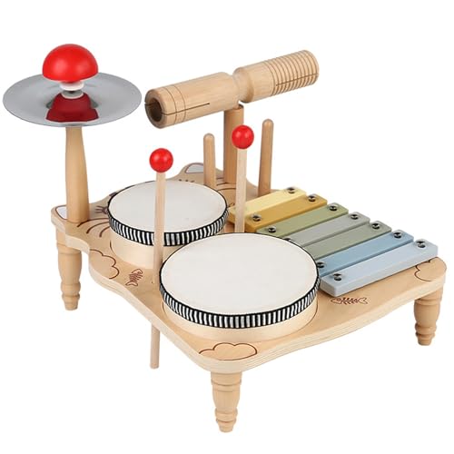 KYEQATY Kids Drum Set süße Katze Kleinkind Drum Set Educational Kids Musical Instrumente Baby aufschlussreicher Percussion Instrumente für Kinder 3+ von KYEQATY