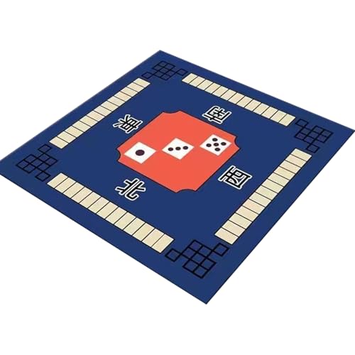 KYEQATY Mahjong Mat Anti Schlupf Mahjong Tischmatte Matte Reduktion Mahjong Matte für Tischkleidung resistente Mahjong Spielmatte für Party Poker Card Family Brettspiele Blau von KYEQATY