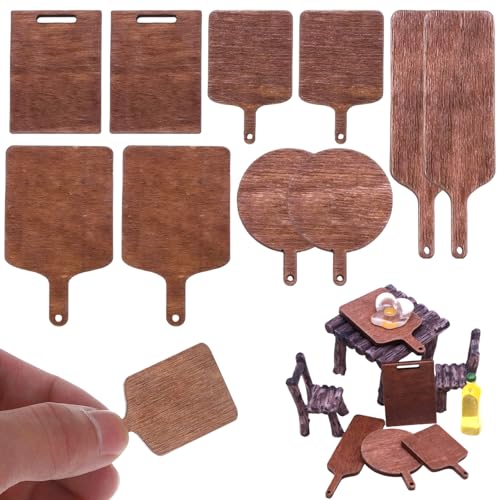 KYEQATY Mini Charcuterie Boards süß 2 Set Small Schneidebrett kreative DIY Dollhouse Kitchen Accessoires Holz Miniaturpuppenhaus Kit für Dollhouse Decor Geschenke von KYEQATY