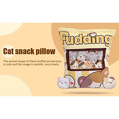 KYEQATY Plüsch Snack Kissen weiche Katze gefülltes Puddingkissen mit abnehmbaren Kitty -Puppen für Bettsofa Kid Spielzeugspielzeugzubehör von KYEQATY