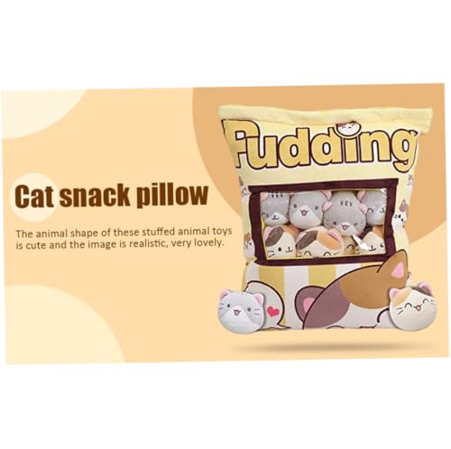 KYEQATY Plüsch Snack Kissen weiche Katze gefülltes Tierpuddingkissen mit abnehmbaren Kitty -Puppen für Bettsofa von KYEQATY