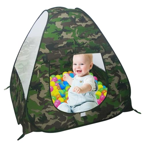 KYEQATY Teepee Zelt für Kinder Spielen Zelte auf Zelt für Kinder 3+ zusammenklappbare Kinder Spielen Zelt in Indoor Outdoor Camouflage Playhouse Trep Play Tent Boosts Imagination 35x35x35 von KYEQATY