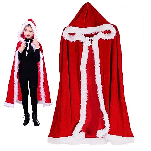 KYEQATY Weihnachten Halloween Cape Cloak für Kinder Make -up Ball Rep Red Santa 100 cm Kapuze Cape Women Kostüm Kinder Spielzeug Kinder Spiele von KYEQATY