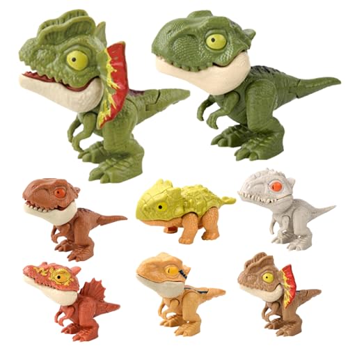 Mini Dinosaurierfiguren für Kinder 3+ 8 PCS Dinosaurier Finger Puppen bewegliche Joint Finger Dinosaurierspielzeug pädagogische Lustige Dinosaurier Puppe für Geschenk Innenkinder Kinder Spielzeug S von KYEQATY