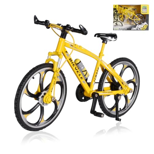 KYKEZ Finger Fahrrad Modell, 1:10 Mountainbike Modell Spielzeug, Miniatur Finger Bike, Mini Fahrrad Modell Spielzeug, für Miniatur Deko Kinder Geschenk (Gelb) von KYKEZ