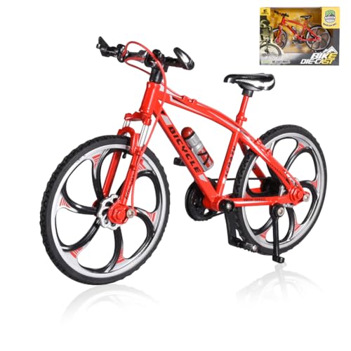 KYKEZ Finger Fahrrad Modell, 1:10 Mountainbike Modell Spielzeug, Miniatur Finger Bike, Mini Fahrrad Modell Spielzeug, für Miniatur Deko Kinder Geschenk (Rot) von KYKEZ