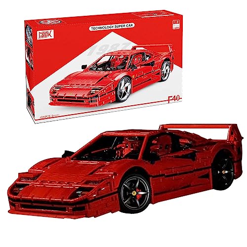 KYLN Technik Auto für Ferrari F40 Supercar, Technik Sportwagen Modell Klemmbausteine Bauset Kompatibel mit Lego Technik Auto von KYLN