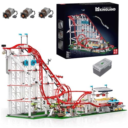 KYLON Technik Achterbahn 100cm, 3640+ TeiIe Technik Rollercoaster Mit M0T0R ModeII KIemmbausteine, Technik Achterbahn Bausatz für Iego Weihnachten 2024 von KYLON