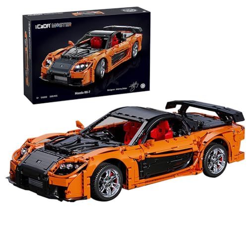 KYLON Technik Auto für RX-7 Supercar, 3300+ Teile Technik Auto Bausatz MOC Bausatz, Technik Supersportwagen Technik Supercar RX -7 für Kinder Erwachsene, Kompatibel mit Iego Technik Auto von KYLON