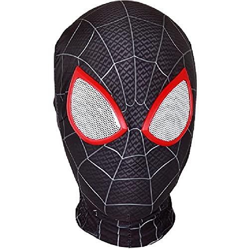 KaKille Peter Parker Maske schwarz Miles Morales Kopfbedeckung Lycra Vollmaske Halloween Film Cosplay Kostüm Requisiten Zubehör,A-OneSize… von KaKille