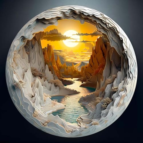 KaayeeWood Holzpuzzle Erwachsene,300 Teile 3D Vision Sunset River Holz Puzzle,Einzigartige Wooden Puzzle Mit Box Aus Holz Geburtstagsgeschenk für Erwachsene und Kinder von KaayeeWood