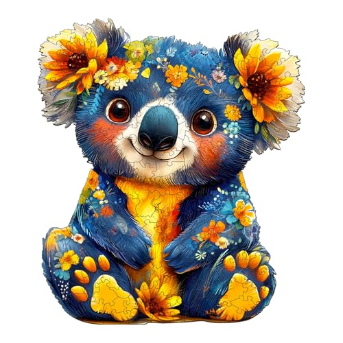 KaayeeWood Holzpuzzle Erwachsene,185 Teile Bunter Koala Holz Puzzle,Einzigartige Wooden Puzzle Mit Box Aus Holz Geburtstagsgeschenk für Erwachsene und Kinder von KaayeeWood