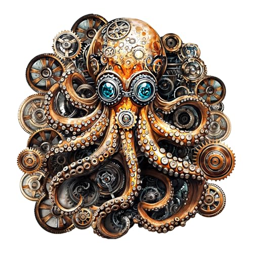 KaayeeWood Holzpuzzle Erwachsene,190 Teile Steampunk Doktor Oktopus Holz Puzzle,Einzigartige Wooden Puzzle Mit Box Aus Holz Geburtstagsgeschenk für Erwachsene und Kinder von KaayeeWood