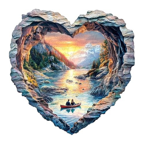 KaayeeWood Holzpuzzle Erwachsene,200 Stück Visuell 3D Louise Lake,Valentinstag Unregelmäßige Einzigartige Puzzle,Holz Puzzle Mit Box Aus Holz Geburtstagsgeschenk für Erwachsene von KaayeeWood