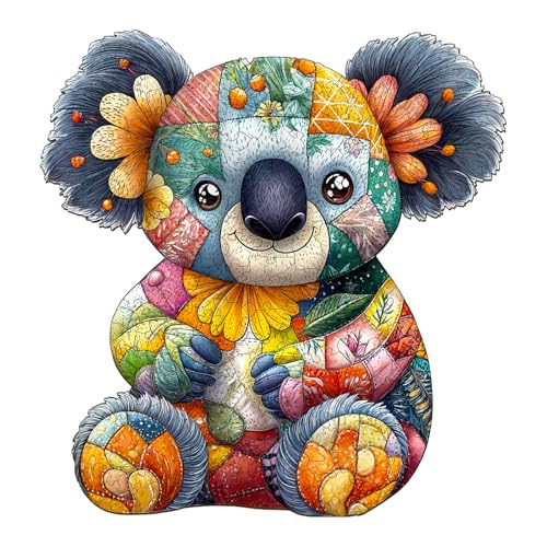 KaayeeWood Holzpuzzle Erwachsene,200 Teile Patchwork-Koala Holz Puzzle,Einzigartige Wooden Puzzle Mit Box Aus Holz Geburtstagsgeschenk für Erwachsene und Kinder von KaayeeWood