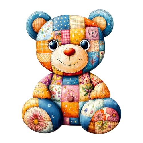 KaayeeWood Holzpuzzle Erwachsene,210 Teile Patchwork-Bären Holz Puzzle,Einzigartige Wooden Puzzle Mit Box Aus Holz Geburtstagsgeschenk für Erwachsene und Kinder von KaayeeWood