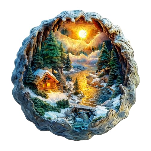 KaayeeWood Holzpuzzle Erwachsene,275 Teile Winterlandschaft Holz Puzzle,Einzigartige Wooden Puzzle Mit Box Aus Holz Geburtstagsgeschenk für Erwachsene und Kinder von KaayeeWood