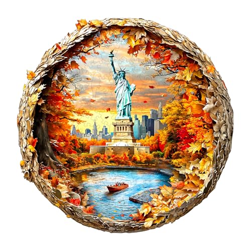 KaayeeWood Holzpuzzle Erwachsene,300 Teile New Yorker Herbst Holz Puzzle,Einzigartige Wooden Puzzle Mit Box Aus Holz Geburtstagsgeschenk für Erwachsene und Kinder von KaayeeWood