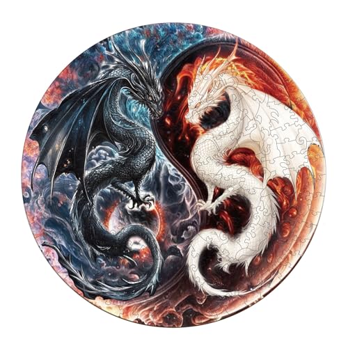 KaayeeWood Holzpuzzle Erwachsene,300 Teile Yin-Yang-Drache Holz Puzzle,Einzigartige Wooden Puzzle Mit Box Aus Holz Geburtstagsgeschenk für Erwachsene und Kinder von KaayeeWood