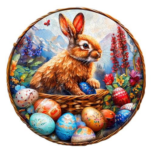 KaayeeWood Ostern Holzpuzzle Erwachsene,285 Teile Osterhase Holz Puzzle,Einzigartige Wooden Puzzle Mit Box Aus Holz Geburtstagsgeschenk für Erwachsene und Kinder von KaayeeWood