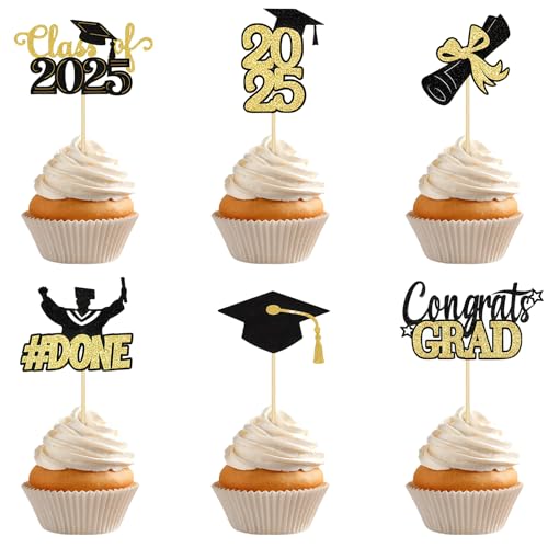 Kabwea 24 Stück Cupcake Topper für die Abschlussklasse 2025, Graduation Deko, Bachelor Geschenk, Doktorhut Kabwea 24 Stück Cupcake Topper für die Abschlussklasse 2025, Graduation Deko, Bachelor Geschenk, Doktorhut von Kabwea