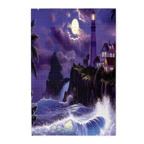 Moonlight Leuchtturm Holzpuzzles, Haustierpuzzle, Familientreffen, Stressabbau-Puzzles von KadUe