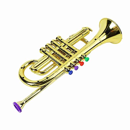 Goldtrompete 14,06 Zoll Länge Mini-Musikinstrument Kleine Trompete mit 4 Farbigen Tasten von Kadimendium