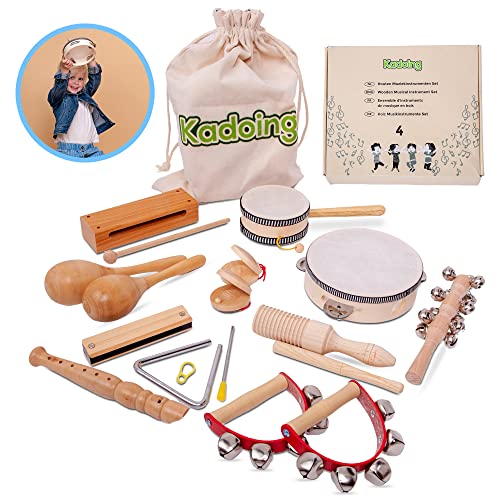 Kadoing® Musikinstrumenten-Set aus Holz – Nachhaltiges Geschenk – Lernspielzeug – Geburtstag Zuhause – Montessori-Schule – Kinderspielzeug – Musik für Kinder von Kadoing