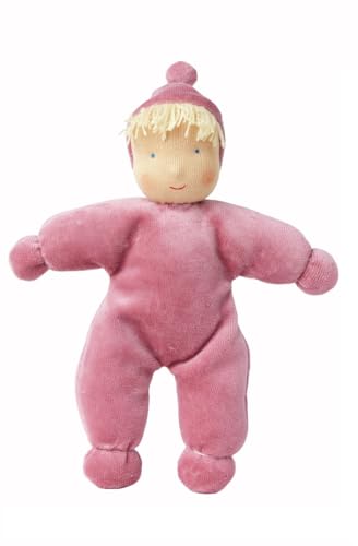 Käthe Kruse Schmusepuppe Lolo Rosé – Handgefertigte Waldorfpuppe mit blonden Ponyfransen und rosa Anzug, 100% Bio-Baumwolle, Ideal für Neugeborene, 21 cm von Käthe Kruse