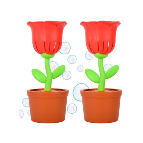 Automatische Seifenblasenmaschine, 6 Stück Blume Seifenblasenmaschine Kinder, Wiederaufladbare Tragbares Blasenbläser mit Musik, Spielzeug für Draußen Geburtstagsfeiern Hochzeiten (2pcs-Rot) von Kaezuy