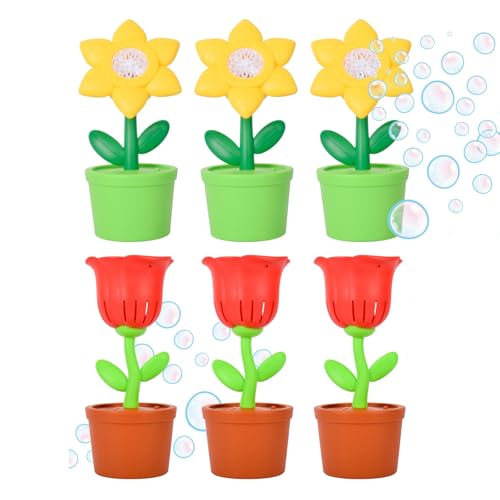 Automatische Seifenblasenmaschine, 6 Stück Blume Seifenblasenmaschine Kinder, Wiederaufladbare Tragbares Blasenbläser mit Musik, Spielzeug für Draußen Geburtstagsfeiern Hochzeiten (6pcs) von Kaezuy