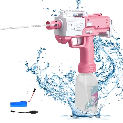 Elektrische Wasserpistole für Kinder, Automatische Wasserpistole Reichweite bis zu 26-32 Fuß, 300ml Wasser Blaster Squirt Guns, Spritzpistole Wasser Sommerspielzeug für Schwimmbad Party (Rot) von Kaezuy