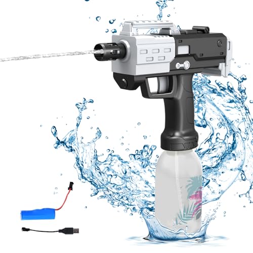 Elektrische Wasserpistole für Kinder, Automatische Wasserpistole Reichweite bis zu 26-32 Fuß, 300ml Wasser Blaster Squirt Guns, Spritzpistole Wasser Sommerspielzeug für Schwimmbad Party (Weiß) von Kaezuy