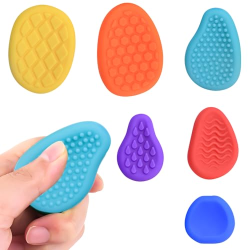 Fidget Toys Sensory Stones Sensorik Spielzeug Anti Stress Kinder Sensorisches Spielzeug, Emotional Beruhigendes Spielzeug, Stressberuhigendes Spielzeug Für Kinder Erwachsene (6pcs Stone) von Kaezuy