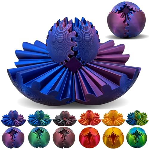 Gear Ball, Zahnrad Kugel, 3D Gedruckter Zahnradball, Gear Sphere für Kinder und Erwachsene, Zappelspielzeug zur Stressabbau, Stress Würfel Dreh Spielzeug (Lila) von Kaezuy