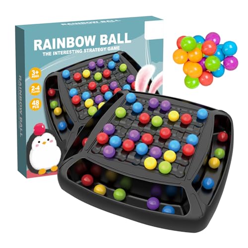 Intellektuelles Schachbrett Doppelduell, 36/48 Stück Rainbow Ball Gesellschaftsspiele, Regenbogenball Schachbrett Strategiespiele, Pädagogisches Schachbrettspiel Für Erwachsene Kinder (Schwarz) von Kaezuy