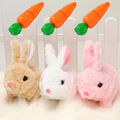 Interaktives Kaninchen Spielzeug, Ostergeschenke Kinder, Hüpfendes Kaninchen Ostern Plüsch Hasen Kuscheltiere Klein Können Gehen und Sprechen, Ostern Geschenke Kinder (3pcs) von Kaezuy