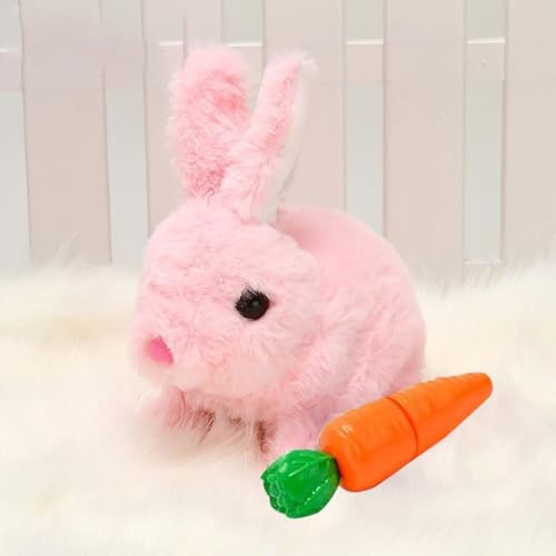 Interaktives Kaninchen Spielzeug, Ostergeschenke Kinder, Hüpfendes Kaninchen Ostern Plüsch Hasen Kuscheltiere Klein Können Gehen und Sprechen, Ostern Geschenke Kinder (Pink) von Kaezuy