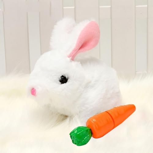 Interaktives Kaninchen Spielzeug, Ostergeschenke Kinder, Hüpfendes Kaninchen Ostern Plüsch Hasen Kuscheltiere Klein Können Gehen und Sprechen, Ostern Geschenke Kinder (White) von Kaezuy