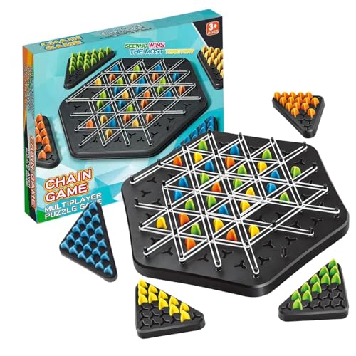 Triggle Spiel, Ketten Dreieck Spiel, Triggle Gummiband Spiel, Interaktives Steckspiel, Strategie-Steckbrettspiel für Familien Kindern und Erwachsenen, Klassische Desktop-Brettspiele von Kaezuy