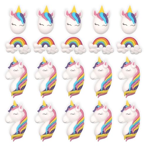 Unicorn Backdekorationen 20 Stück, Einhorn Zuckerdekor zum Backen von Cupcakes & Muffins, ideal für Kinder-Geburtstage & Partys von Kaffeehaus Diamant