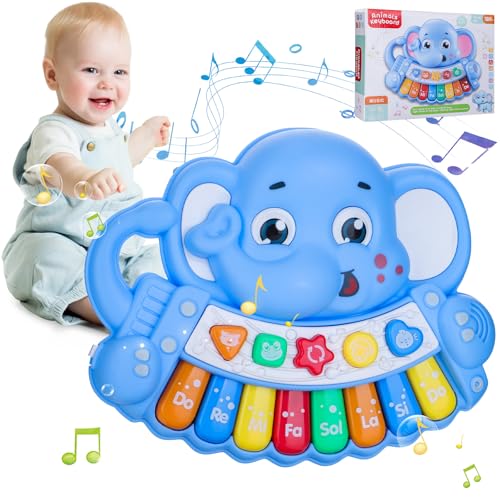 Kairey Baby Piano Spielzeug, Elefant Spielzeug Klavier mit Licht & Tierstimmen Musikalische Spielzeuge für 18+Babies Monate Kinder Keyboard Spielzeug für Jungen Mädchen Weihnachten Geburtstag Geschenk von Kairey